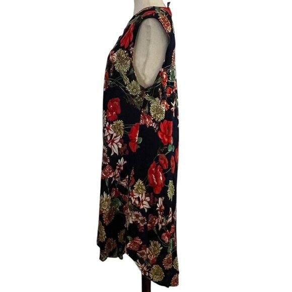 Papillon Womens Multicolor Floral Sleeveless Hi Lo Button Dress Medium Hawaiian - Picture 3 of 8